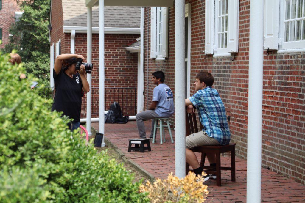 Upper School students get their photo taken behind the Meeting House. 

Photo by Andrew Rowan