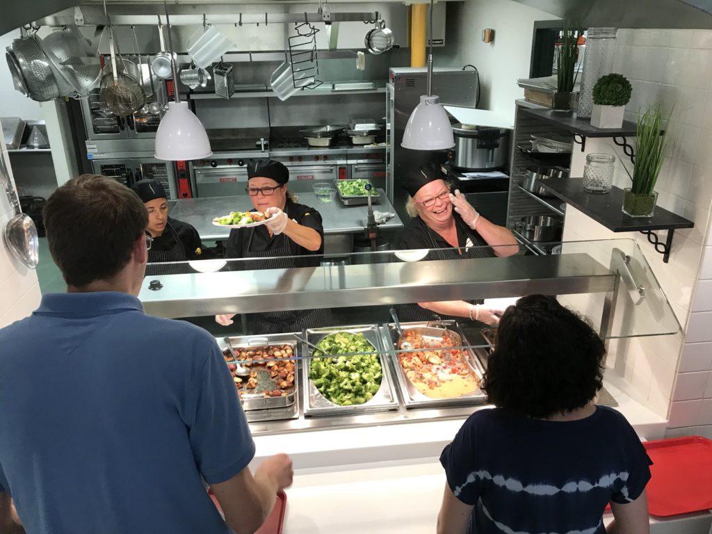 SAGE staffers serve faculty lunch during orientation on August 29. Out of seven staff members, four of them are returning from the 2018-2019 school year.  Photo courtesy of @mfsfox on Twitter