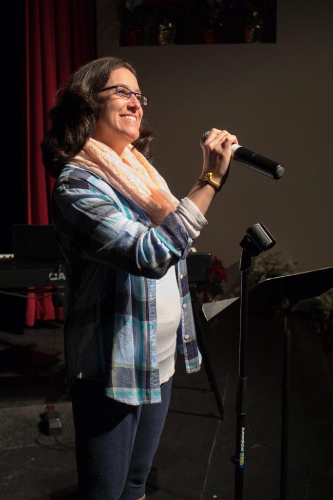 Wertner is pictured in the auditorium. She received the 2016 Yearbook dedication. Photo by Andrew Rowan '19 / Editor-in-Chief