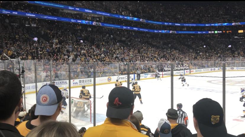 The Boston Bruins playing in there arena in prior years when fans were allowed. Photo by Vani Hanamirian '22.