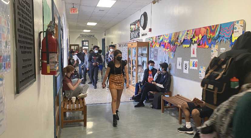 Senior benches being used during passing time. By Micheal Huettl