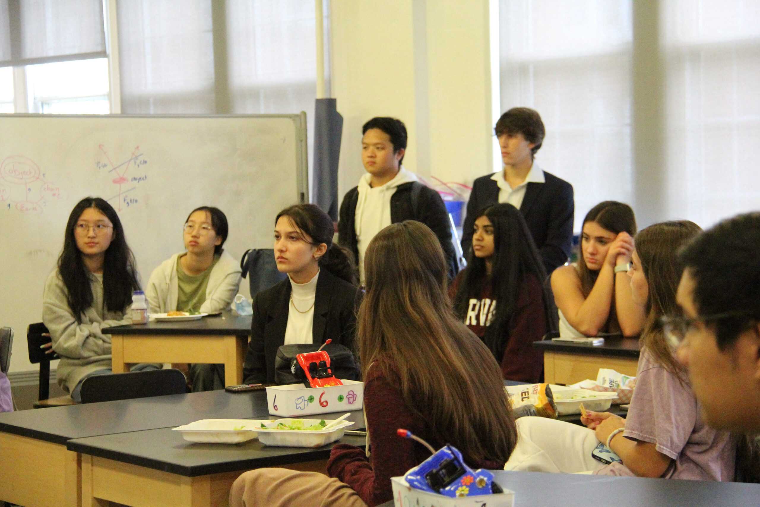 Women in STEM and Engineering club members listen to the presentation. Photo by Dinah Megibow-Taylor '24.