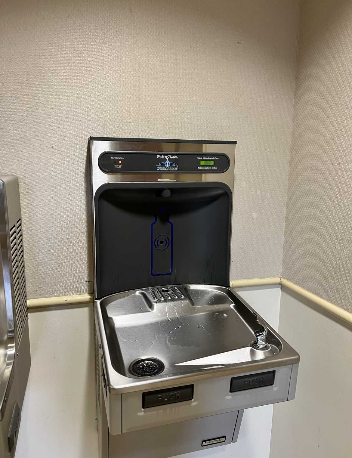 The water fountains in the Field House Commons. Photo by Vikram Verma