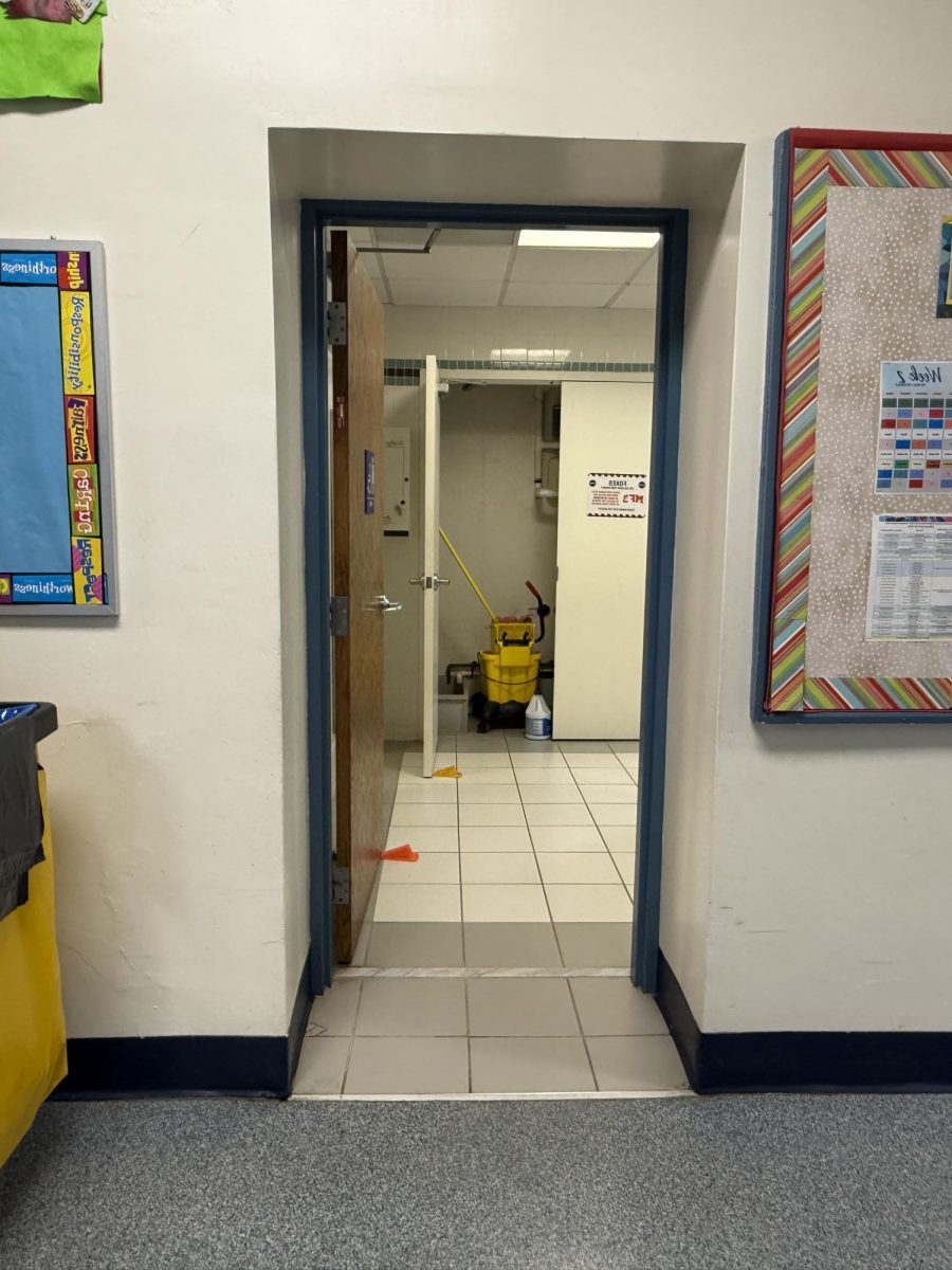 Middle School Girls' Bathroom where the Swastika graffiti was found. Photo by Matthew Conner '26.