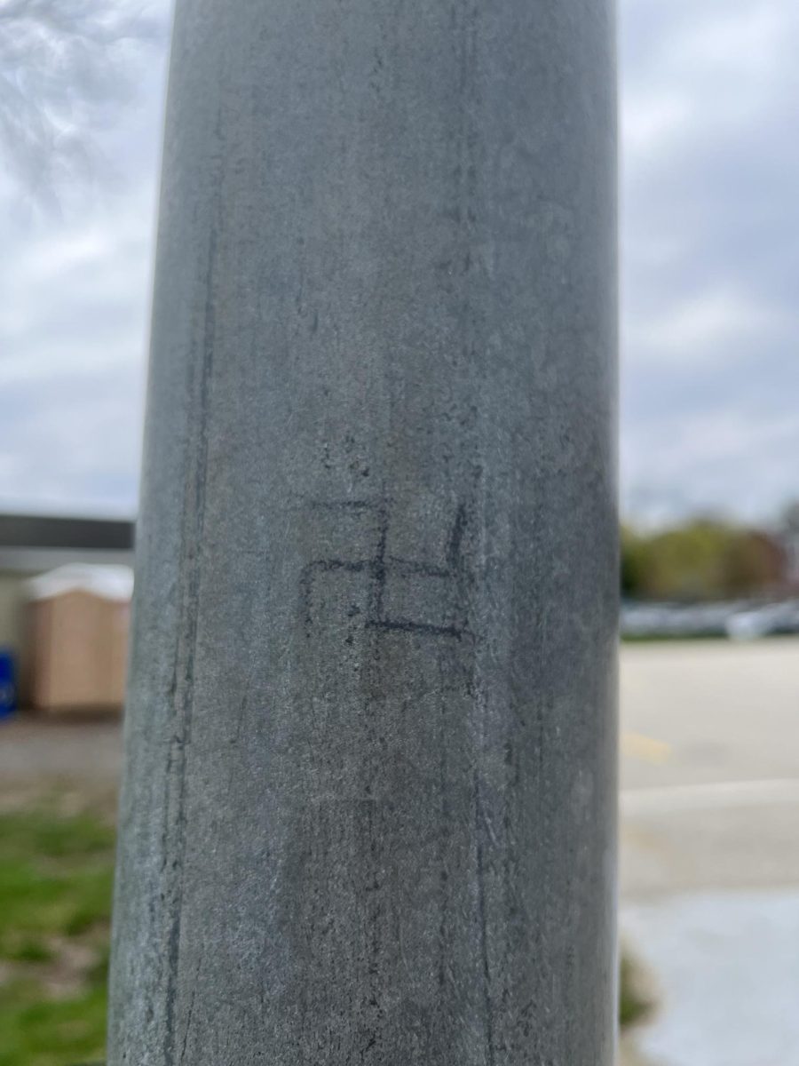 Swastika on the basketball pole. Photo taken by Noah Hasni ’28. 