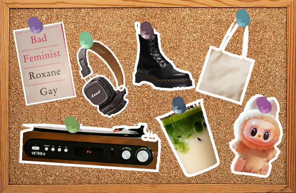 Standard items associated with the “performative male” online meme. Graphic made by Keva Elie '26 on Adobe Photoshop. Images from Unsplash. 