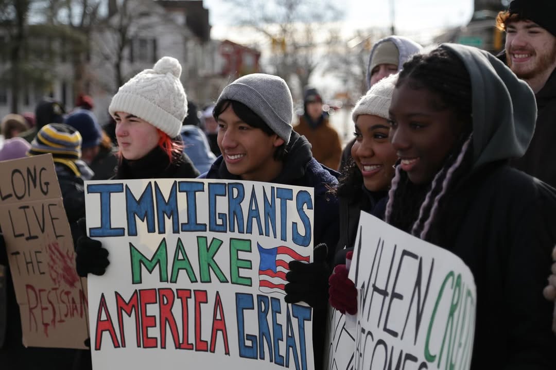 Students at the Abolish ICE march in Moorestown on January 24. Photo Courtesy of Finn Waldorf ’26.
