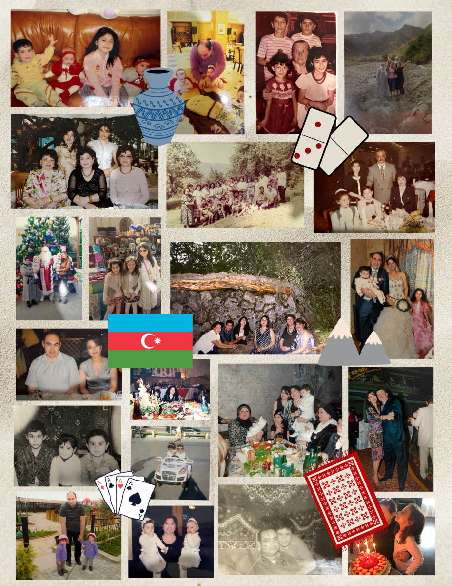 Collage of DtMF and Sara Mammadova’s ’28 childhood with grandparents. Graphic made on Canva by Sara Mammadova ’28.