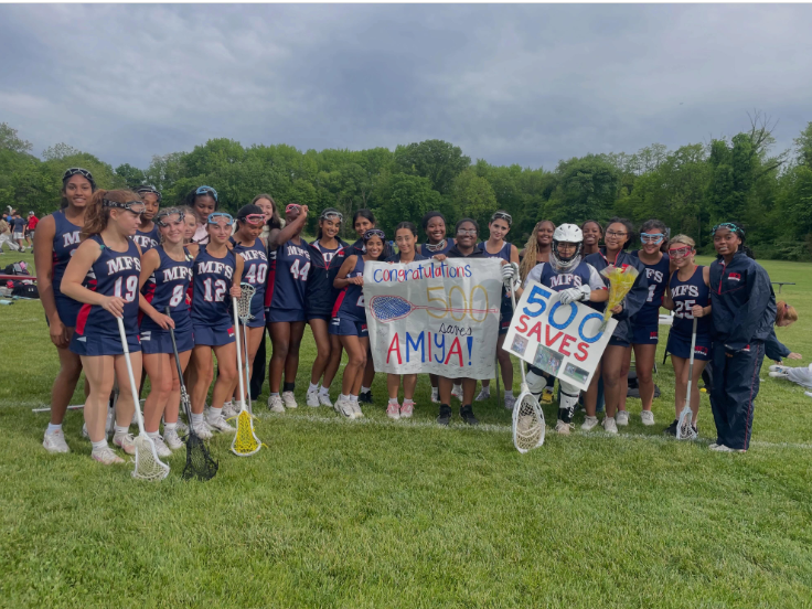 Girls Lacrosse Celebrates Amiya Sant’s 500 Career Saves. Photo by Ayaan Verma ’29.